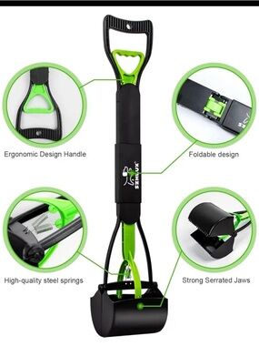 New 28” Foldable Pooper Scooper Long Handle Dog Waste Removal NIB Yard Clean Up